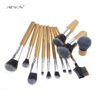 Amazon Hot Sale Professional  12 pcs Bamboo Cosmetics Make up brushes Vegan Smudge Makeup Brush Set  Brochas Maquillaje Tools